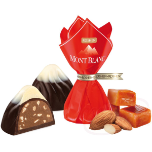 Pralinky čokoladové "Mont Blanc" s karamelizovanými nasekanými mandľami 100g