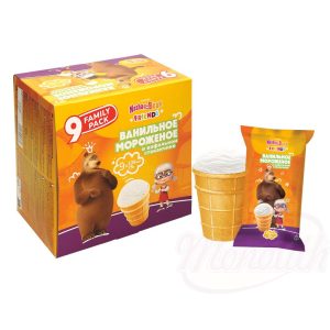 Vanilková zmrzlina "Máša a medveď" vo vafľovom pohári 9x130ml