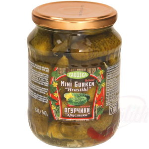 Nakladané mini-uhorky" Hrustiki " pikantné 720ml